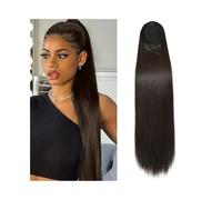 Femmes 10-26 pouces longs cheveux raides queue de cheval cordon extensions de queue de cheval naturel noir brésilien pince à cheveux humains en queue de cheval postiches Utilisation quotidienne(10inch