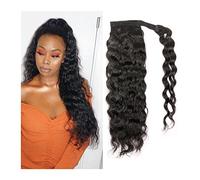 Femmes 12-26inch Remy Hair Clip In Curly Ponytail Postiches for les femmes noires Wrap Around Ponytail Extensions Peruvian Natural Wave Ponytail Human Hair Utilisation quotidienne(100g,22 inch)