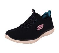 Skechers Women's Summits Top Player Sneaker, Navy Knit Teal Pink Trim, 38 EU