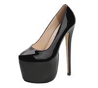 Femmes 18cm Talons Hauts Plateforme Stilettos Talons Hauts Escarpins Mode Robe De Soirée De Mariage Chaussures De Bal Sexy Stripper Talons Hauts Plus La Taille Unisexe,Noir,37 EU