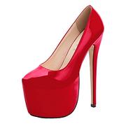 Femmes 18cm Talons Hauts Plateforme Stilettos Talons Hauts Escarpins Mode Robe De Soirée De Mariage Chaussures De Bal Sexy Stripper Talons Hauts Plus La Taille Unisexe,Rouge,42 EU