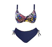 Femmes 2 Pièces Maillots De Bain Bikini Grande Taille Imprimé Taille Haute Bas Maillots De Bain Vintage Dames Fendu Haute Bikini Maillot Dentelle (Dark Blue XXXXL)