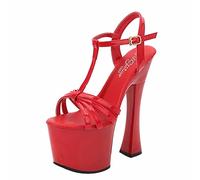 Femmes 20 Cm Talons Hauts Sexy Strip-Teaseuse Scène Performance Pôle Danse Pompes Discothèque Fête Danse Talons Hauts Grande Taille Unisexe,Rouge,42 EU