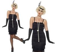 Femmes 20s Déguisement Charleston & Gants Charleston S-XXL Noir Smiffys