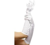 Femmes 20s Long Satin Look Tentatrice Déguisement Gants 45.7cm Blanc Par Smiffys
