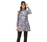 Femmes 3 pièces Musulmanes Maillot de Bain Modest Maillot de Bain Complet Burkini Islamique à Manches Longues Maillot de Bain avec Pantalon de Bain Hijab Ensemble Tankini Gris 4XL