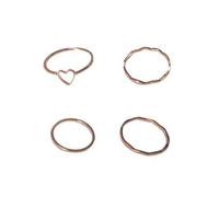 Femmes 4 Pièces Or Rose Coeur Vague Anneaux Ensembles pour Femmes Minimaliste Géométrique Lovely And Attractive