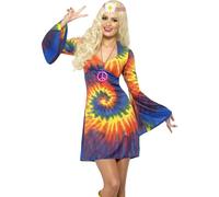 Femmes 60s 1960s Cravate Teinture Déguisement Hippie Costume Hippie Par Smiffys