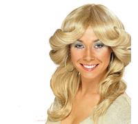 Femmes 70s Perruque Blonde Noir Marron Déguisement Adultes Dj Rétro Ondulé Neuf