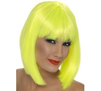 Femmes 80s 1980s 80's Glamour Déguisement Perruque Néon Jaune par Smiffys