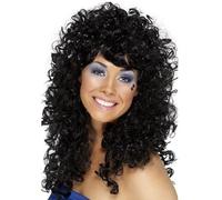 Femmes 80s 1980s Boogie Bébé Perruque Déguisement Noir Perm Bouclée par Smiffys