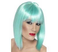 Femmes 80s 1980s Glamour Déguisement Perruque Néon Aqua Poule Fête Neuf Par
