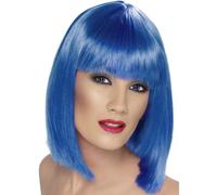 Femmes 80s 1980s Glamour Perruque Déguisement Bleu Néon Poule Fête par Smiffys