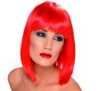 Femmes 80s 1980s Glamour Perruque Déguisement Rouge Néon Poule Fête Par Smiffys