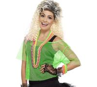 Femmes 80s 80's 1980s Déguisement Maille Haut Résille Filet Vert T Shirt Par