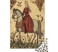 Femmes à Cheval Art médiéval1000 Pièces, Puzzle Impossible pour Adultes, Cadeaux, pour Enfants70x50cm/1000pcs