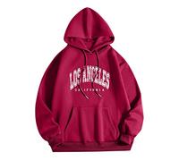 Femmes À Manches Longues Couleur Contrastée avec Poches en Cordon De Serrage Los Angeles California Athlétique Léger Sweats À Capuche Kawaii Sweatshirts Sweat À Capuche Femme Pulls Tops Cool