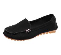 Femmes à Pied Noir Loafer Lug Douce antidérapante Semelle Respirante Slip-on Chaussure de Course Boucle métallique léger Gym Sport Chaussures de Course entraîneurs Diapositives pour l'été (Black, 38)