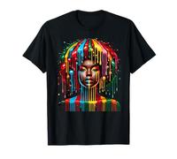Femmes Africaines Afro Couleur Peint Visage Juneteenth Dripping T-Shirt