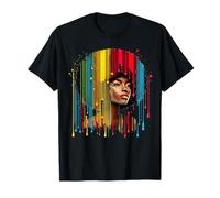 Femmes Africaines Afro Couleur Peint Visage Juneteenth Dripping T-Shirt