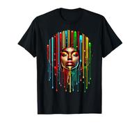 Femmes Africaines Afro Couleur Peint Visage Juneteenth Dripping T-Shirt