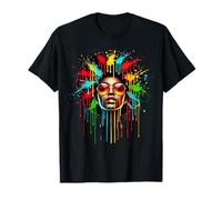 Femmes Africaines Afro Couleur Peint Visage Juneteenth Dripping T-Shirt