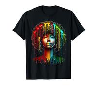 Femmes Africaines Afro Couleur Peint Visage Juneteenth Dripping T-Shirt