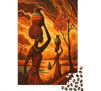 Femmes africaines Carrying Pots Cadeau Unique Décoration Intérieure Style d'art Populaire Vibrant Jeu ÉduChatif Challenge Toy Adultes & Enfants des 14 Ans 52x38cm/1000pcs