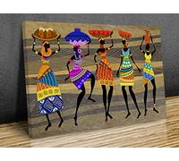 Femmes africaines, collage, fond doré, masai africain, tentures murales, art mural, impression sur toile encadrée, reproductions de peintures célèbres pour décoration d'intérieur (30 cm x 20 cm)