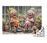 Femmes âgées Rire Casse-tête 1000 Pièces sans Poussière,Grand Puzzle Jeu De Patience pour Un Passe-Temps pour Adulte,Étoile du Cadeau De Noël 38x26cm/1000pcs