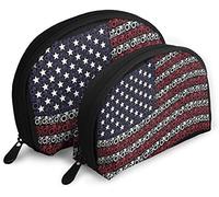 Femmes agitant le drapeau américain stylisation de Mars symbole voyage sacs à cosmétiques étanche 2PC pochette de maquillage pochette cosmétique et articles de toilette organisateur sac Portable voy