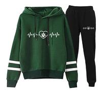 Femmes Amour Cœur Hoodie Joggers Set Décontracté 2-Pièces Tenue 3D Imprimé Tenue de Sport Set Vêtements Décontractés