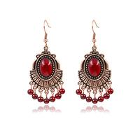 Femmes Argent Boucles D'Oreilles, Antiques Boho Boucles D'Oreilles Pendantes Pour Femmes Boucles D'Oreilles Indiennes Rouges Creuses Anniversaire Tassel Boucles D'Oreilles Indiennes Accessoires D'Ore