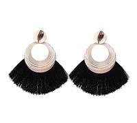 Femmes Argent Boucles D'Oreilles, Boucles D' Oreilles Clip D'Oreille Bijoux Boucle D'Oreille Exagérée 9,5 Cm De Long Boucles D'Oreilles À Gland Coloré Pour Boucles D'Oreilles Pour Femmes Boucles D