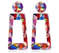 Femmes Argent Boucles D'Oreilles, Boucles D'Oreilles En Acrylique Léopard Boucles D'Oreilles Pour Femmes Grande Boucle D'Oreille Géométrique Longue Pendante Bijoux Brincos Cadeaux D'Anniversaire