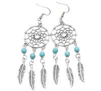 Femmes Argent Boucles D'Oreilles, Fantaisie Vintage Plaqué Argent Boucle D' Oreille Attrape-Rêves Cadeau Pour Femme Fille Bijoux Cadeau Cadeaux D'Anniversaire/Saint - Valentin/Noël/Fête De