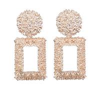 Femmes Argent Boucles D'Oreilles, Grandes Boucles D'Oreilles Géométriques Exagérées Rectangulaires Boucles D'Oreilles De Mode Pour Les Femmes Boucles D'Oreilles En Métal Or Argent Couleur Boucles