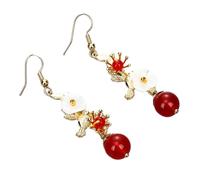 Femmes Argent Boucles D'Oreilles, Perles Rondes Bleues Boucles D'Oreilles En Pierre Naturelle Boucles D'Oreilles Pendantes Élégantes Fleurs Pendantes Boucles D'Oreilles Longues Lady Cadeaux De Fête