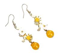 Femmes Argent Boucles D'Oreilles, Perles Rondes Bleues Boucles D'Oreilles En Pierre Naturelle Boucles D'Oreilles Pendantes Élégantes Fleurs Pendantes Boucles D'Oreilles Longues Lady Cadeaux De Fête