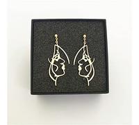 Femmes Argent Boucles D'Oreilles, Simple Métal Creux Asymétrie Irrégulière Statue Abstraite Visage Exagéré Forme Des Yeux Courbe Conception Boucle D'Oreille Goutte Pour Femme Cadeau À Cadeaux