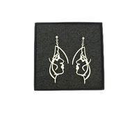 Femmes Argent Boucles D'Oreilles, Simple Métal Creux Asymétrie Irrégulière Statue Abstraite Visage Exagéré Forme Des Yeux Courbe Conception Boucle D'Oreille Goutte Pour Femme Cadeau À Cadeaux