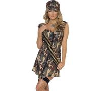 Femmes Armée Déguisement Fille Costume Soldat Camouflage Robe & Chapeau Par