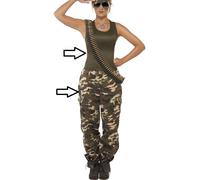 Femmes Armée Fille Kaki Camouflage Costume Déguisement Gilet & Pantalon Par