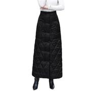 Femmes Automne et Hiver Doudoune Épaissie Chaud Doudoune Double Boutonnage Slim Taille Haute Jupe A-Line Longue, Noir , 40