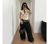 Femmes Automne/Hiver Abricot Nouveau Style Chinois Bouton Décor Dragon Imprimer Ajusté Confortable Streetwear Style Rétro Y2K Années 2000 T-Shirt Manches Courtes Col Mao L,M,S,XSTotem du dragonTissu t