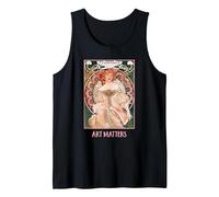 Femmes avec des Fleurs Paris Mucha Art Nouveau Art Matters Débardeur, Homme, Noir, XXL
