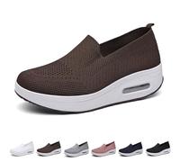 Femmes Baskets Orthopédiques, Coussin D'air Chaussures De Marche À Enfiler, Confortable Occasionnel Maillage Extensible Baskets, Poids Léger Respirant Été En Cours D'exécution Baskets(Dark Brown,41 EU