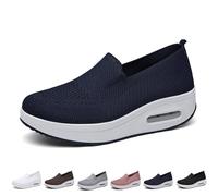 Femmes Baskets Orthopédiques, Coussin D'air Chaussures De Marche À Enfiler, Confortable Occasionnel Maillage Extensible Baskets, Poids Léger Respirant Été En Cours D'exécution Baskets(Dark Blue,38 EU)