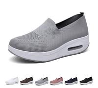 Femmes Baskets Orthopédiques, Coussin D'air Chaussures De Marche À Enfiler, Confortable Occasionnel Maillage Extensible Baskets, Poids Léger Respirant Été En Cours D'exécution Baskets(Gray,40 EU)