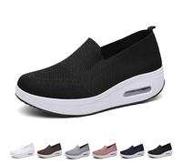 Femmes Baskets Orthopédiques, Coussin D'air Chaussures De Marche À Enfiler, Confortable Occasionnel Maillage Extensible Baskets, Poids Léger Respirant Été En Cours D'exécution Baskets(Black,39 EU)